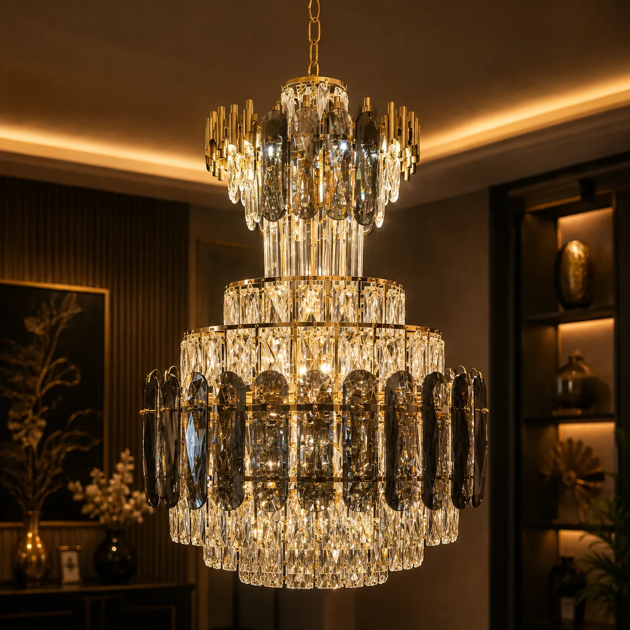 Grand Smoke-Crystal Chandelier